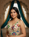 Natural Crepe With Thread Embroidery And Coding Work Blouse off white sleeveless Kodi vinatge