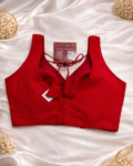 Handcrafted mirror work cotton blouse for ethnic and festive wear red