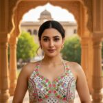 Bollywood Designer Mirror Work Blouse with Kaudi Lace white shells Attachable Sleeves