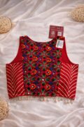 WhatsApp Image 2026-04-11 at 1.54.45 AM (1) Georgette Embroidery Blouse with Kutchi Patchwork and Shell Work red sleevless navratri