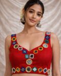 Navratri aabla mirror work Roman silk blouse for women, Gujarati garba blouse with attachable sleeves, traditional festive designer blouse RED