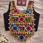 Gujarati Navratri halter neck shell work blouse, rayon cotton festive blouse for women black