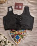 Gujarati Navratri halter neck shell work blouse, rayon cotton festive blouse for women black