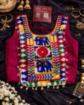 WhatsApp Image 2026-04-13 at 5.38.37 PM Navratri real shell kaudi work magic cotton blouse for women, embroidery festive blouse with attachable sleeves, traditional garba blouse Pink
