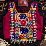 Navratri real shell kaudi work magic cotton blouse for women, embroidery festive blouse with attachable sleeves, traditional garba blouse Pink