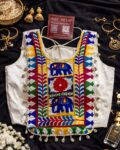 WhatsApp Image 2026-04-13 at 5.38.37 PM (3) Navratri real shell kaudi work magic cotton blouse for women, embroidery festive blouse with attachable sleeves, traditional garba blouse White