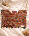 Kutchi mirror work koti jacket, Gujarati sleeveless navratri jacket for women black inside