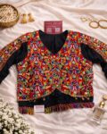 Gujarati Navratri gamthi mirror work kediya top with full sleeves, traditional festive wear for women Black