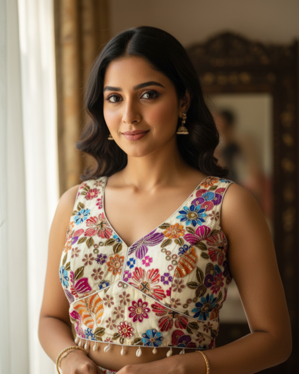 Premium Crepe Viscose Floral Designer Blouse