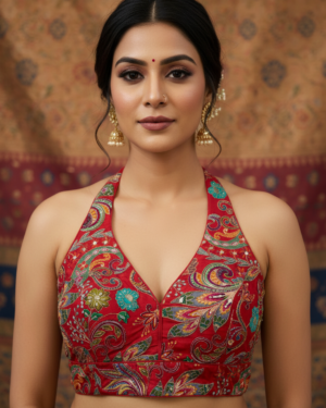 Pure Viscose Crepe Halter Neck Blouse
