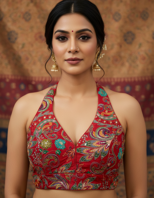Pure Viscose Crepe Halter Neck Blouse