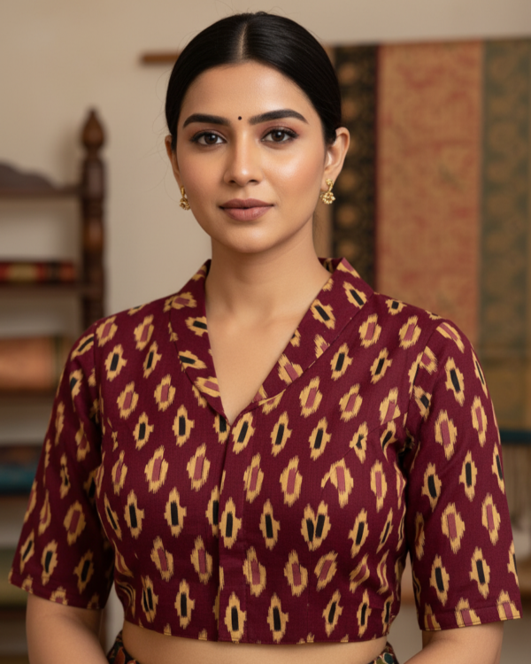 Cotton Ajrakh Hand Block Blouse
