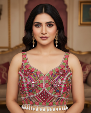 Italian Silk Embroidered Semi-Halter Blouse