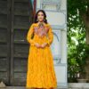 20000008 (1) Faux Georgette Bandhani Print Kutchi Patchwork Gown