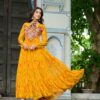 20000008 (2) Faux Georgette Bandhani Print Kutchi Patchwork Gown