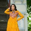 20000008 (3) Faux Georgette Bandhani Print Kutchi Patchwork Gown