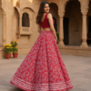 40000002 (2) Red Ajrakh Paisley Print Pure Cotton Skirt
