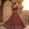 40000004 (2) (1) Ruhani Red Ajrakh Buti Cotton Navratri Skirt