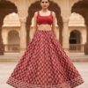 40000005 (1) Zariya Maroon Ajrakh Buti Cotton Skirt