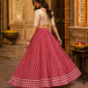 40000006 (1) Aaranya Maroon Ajrakh Diamond Buti Cotton Skirt
