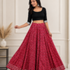 40000007 (1) Aarvika Red Ajrakh Floral Cotton Skirt