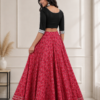 40000007 (2) Aarvika Red Ajrakh Floral Cotton Skirt