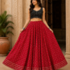 Riva Red Ajrakh Motif Cotton Skirt