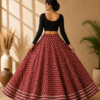 Gulnaar Red Ajrakh Print Skirt