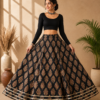 Kaalika Black Ajrakh Print Skirt