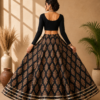 Kaalika Black Ajrakh Print Skirt