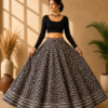 Kashika Black Ajrakh Print Skirt