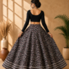 Kashika Black Ajrakh Print Skirt