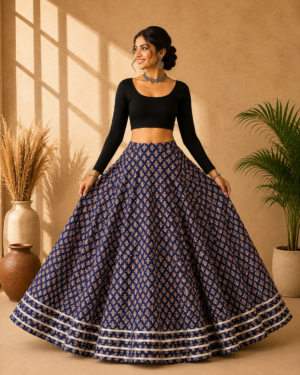 40000014 (1) Neelam Heritage Ajrakh Print Skirt