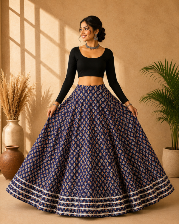 Neelam Heritage Ajrakh Print Skirt