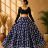 Aaradhya Blue Ajrakh Print Skirt
