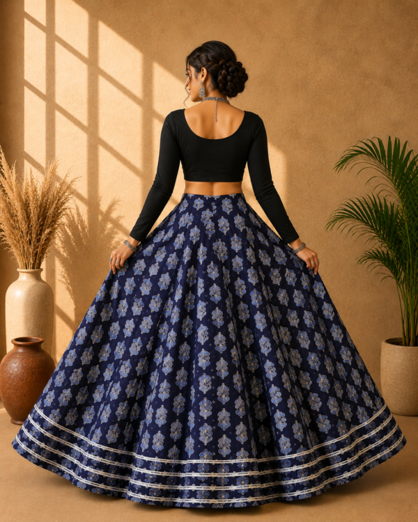 Aaradhya Blue Ajrakh Print Skirt
