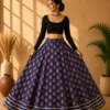 Ishani Blue Ajrakh Print Skirt