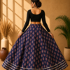Ishani Blue Ajrakh Print Skirt