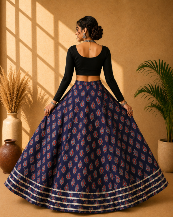 Ishani Blue Ajrakh Print Skirt