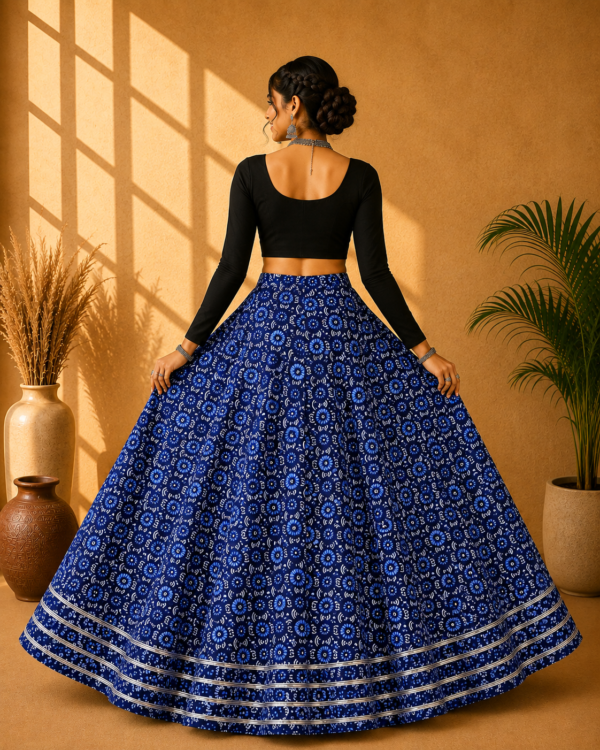 40000017 (2) Aarini Blue Ajrakh Print Skirt