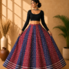 40000018 (1) Rangrez Blue & Maroon Ajrakh Print Skirt