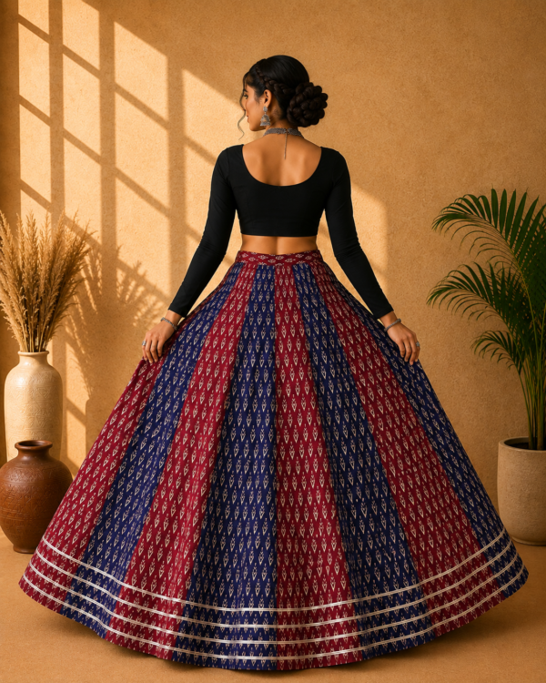 40000018 (2) Rangrez Blue & Maroon Ajrakh Print Skirt