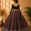 Meher Black & Maroon Ajrakh Print Skirt