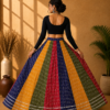 Rangoli Multicolour Ajrakh Print Skirt