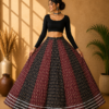 40000021 (1) Zoya Black & Maroon Ajrakh Print Skirt