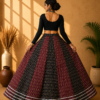 40000021 (2) Zoya Black & Maroon Ajrakh Print Skirt