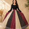 Gulabi Noir Triple-Tone Ajrakh Print Skirt