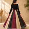 Gulabi Noir Triple-Tone Ajrakh Print Skirt