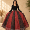 Gulmohar Black & Red Ajrakh Print Skirt