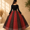 Gulmohar Black & Red Ajrakh Print Skirt